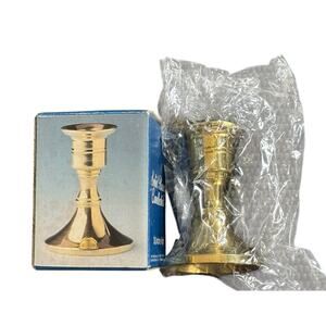 VTG Solid Brass Candlestick 1984 American Trends Corp 3.25” Dinner Party NEW